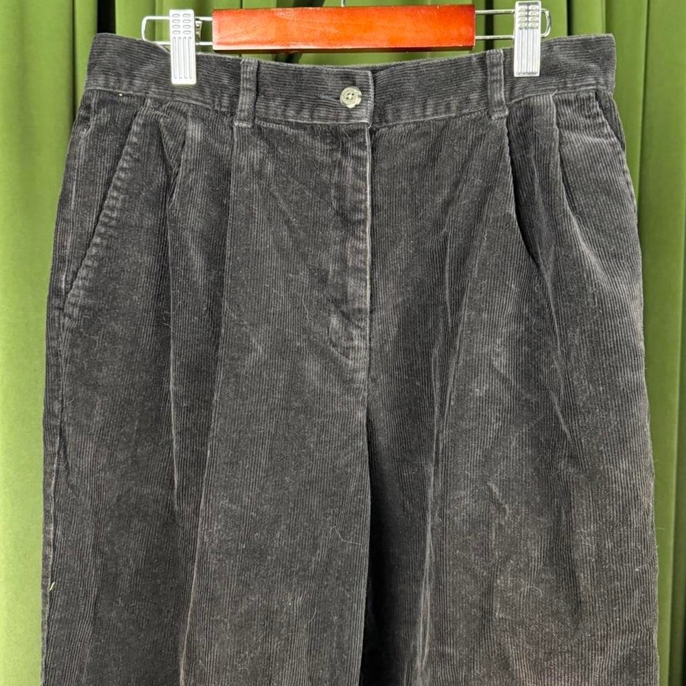 LL Bean Women Grey Corduroy High Waisted Straight Leg Trousers Size 8 Reg